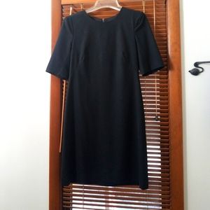 Theory black mini dress with padded shoulders